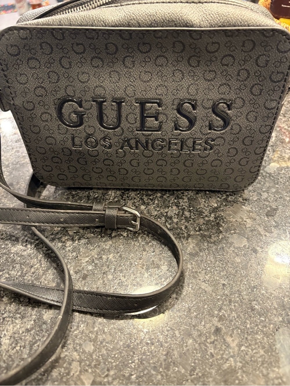 GUESS Los Angeles Gray Logo Messenger Bag